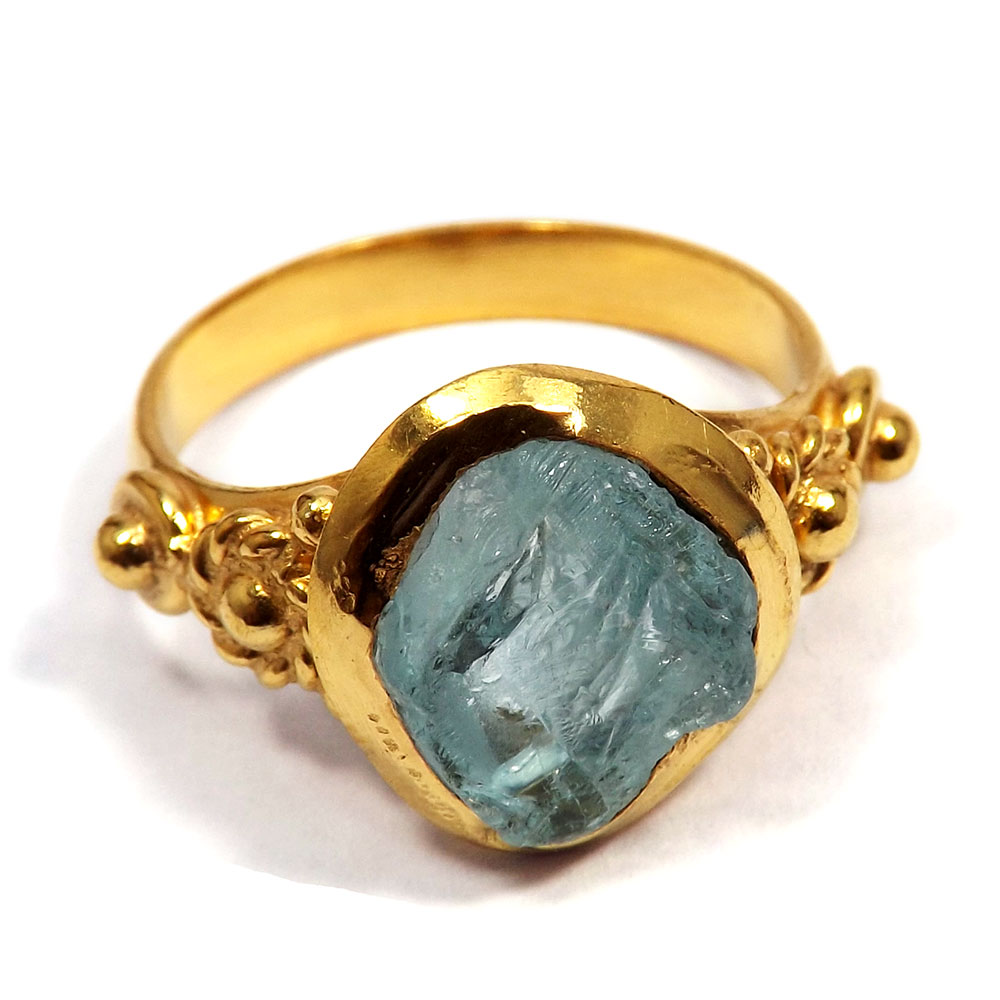 Aquamarine Rough I BRR897 Indian Factory Made Gold Plated Brass