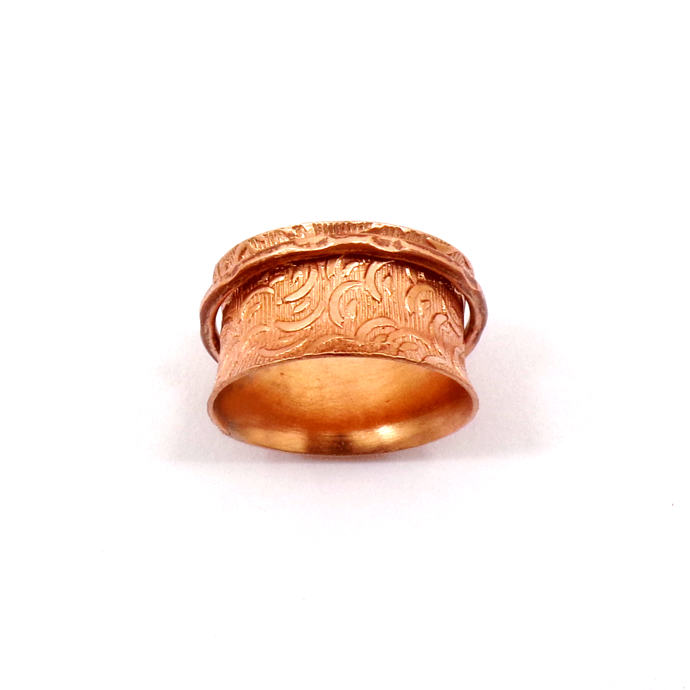 Ring Size - 11 Copper Spinner Ring E - BSPR995 18K Rose Gold Plated Copper Wide Band Spinner Ring