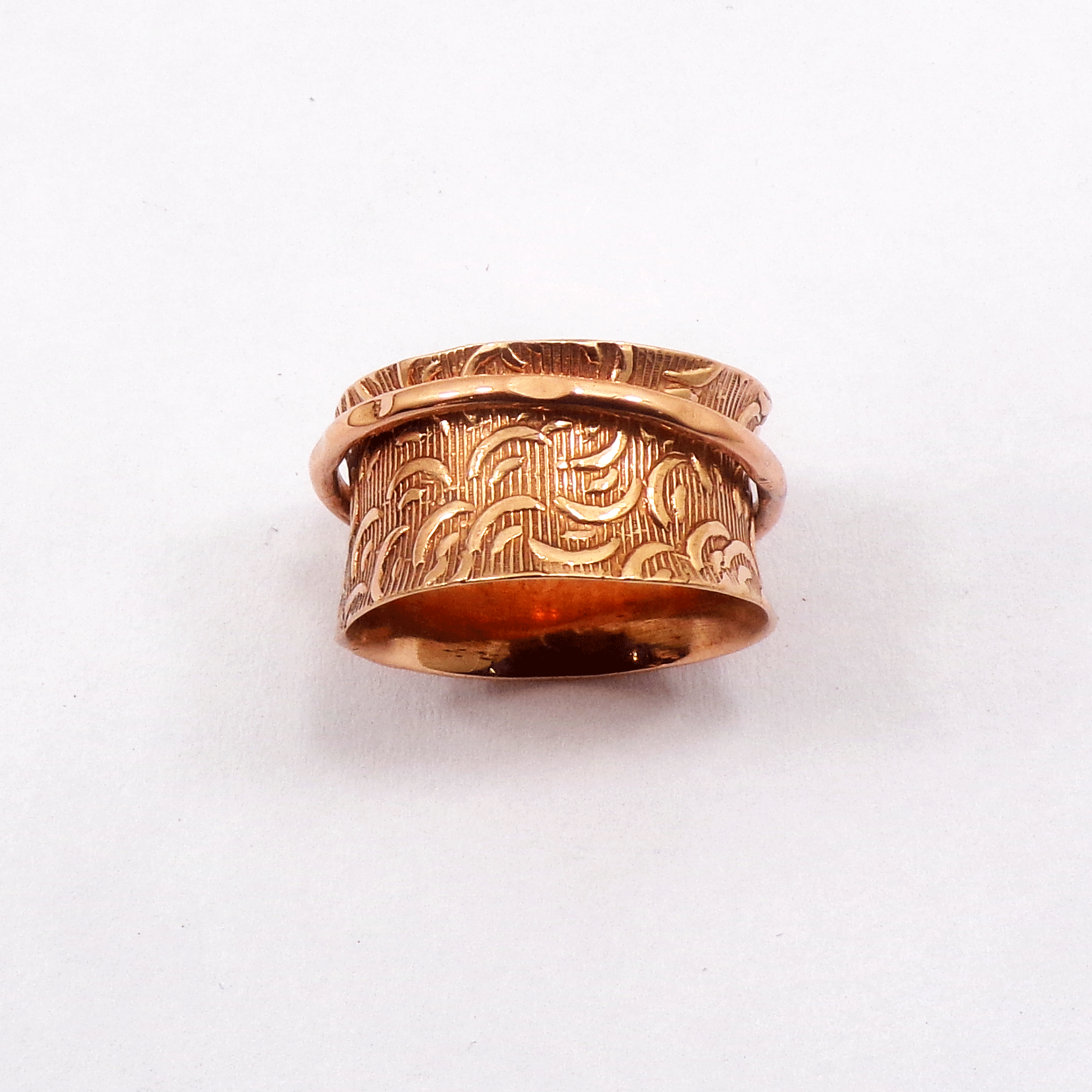 Ring Size - 9 Copper Spinner Ring A - BSPR999 18K Rose Gold Plated Solid Handmade Designer Copper Spinner Ring