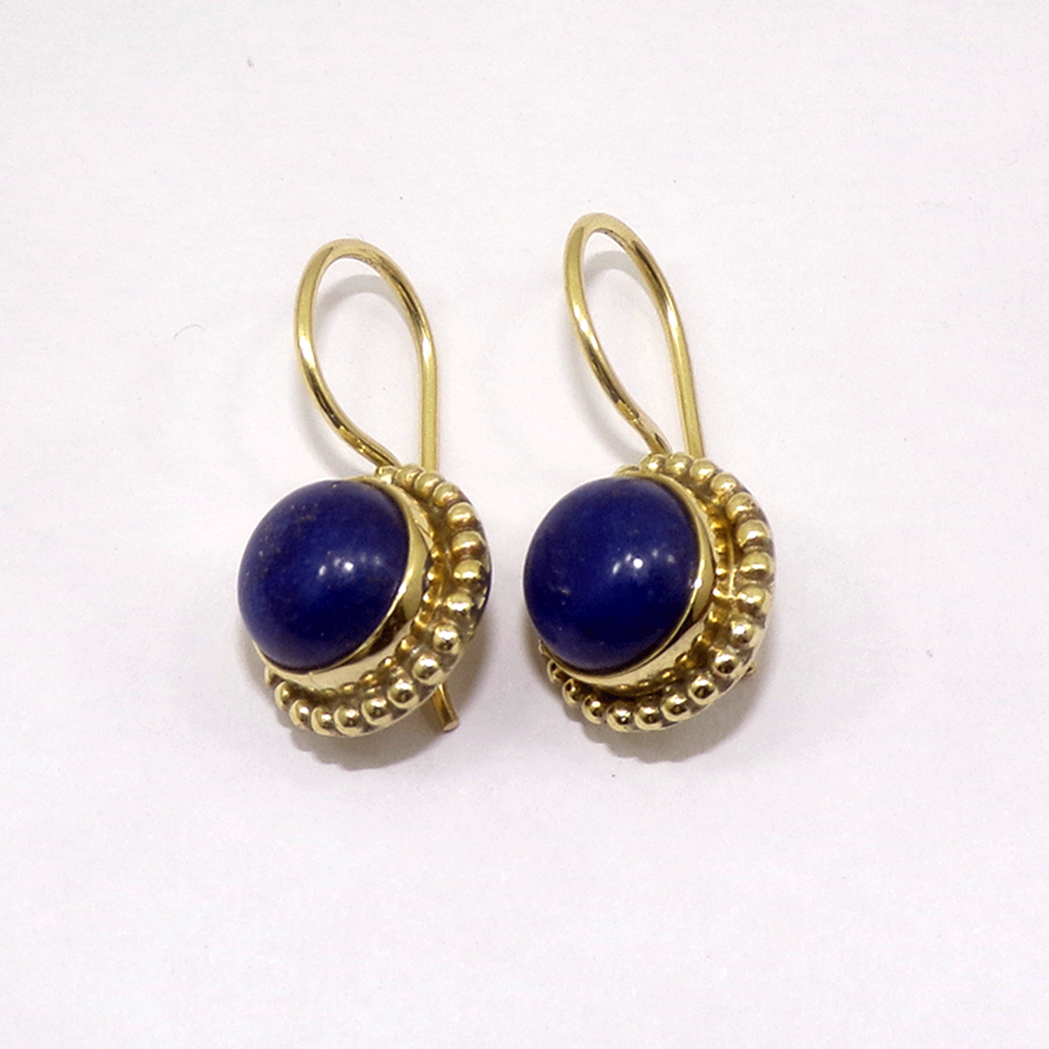 Lapis Lazuli Cab Earring A - JBE999 New Design Gemstones Gold Plating Brass Cab Plain Earring