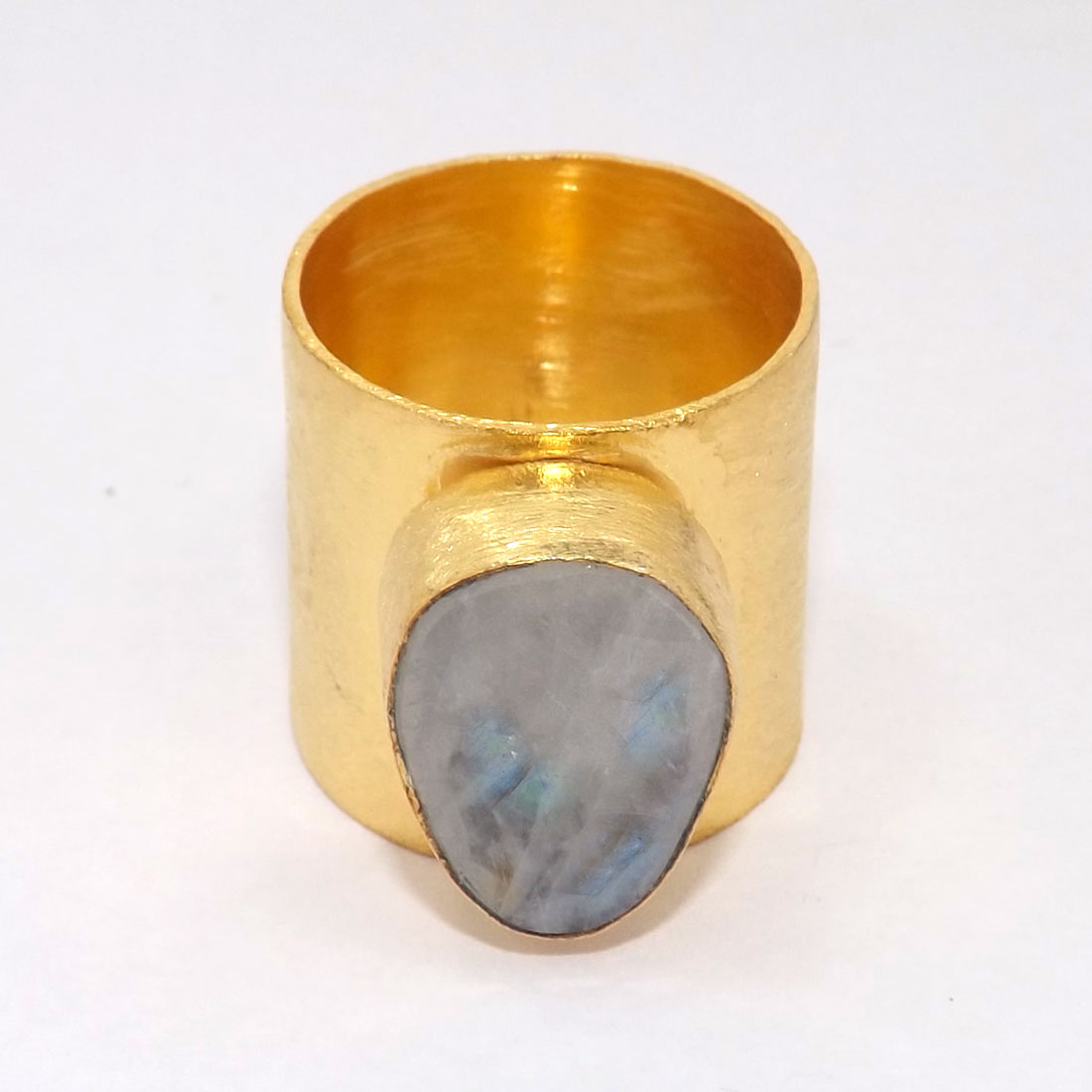 Rainbow Moonstone Cut B - PR953-Handmade Brass with Gold Plated Gemstone Fashion Rings
