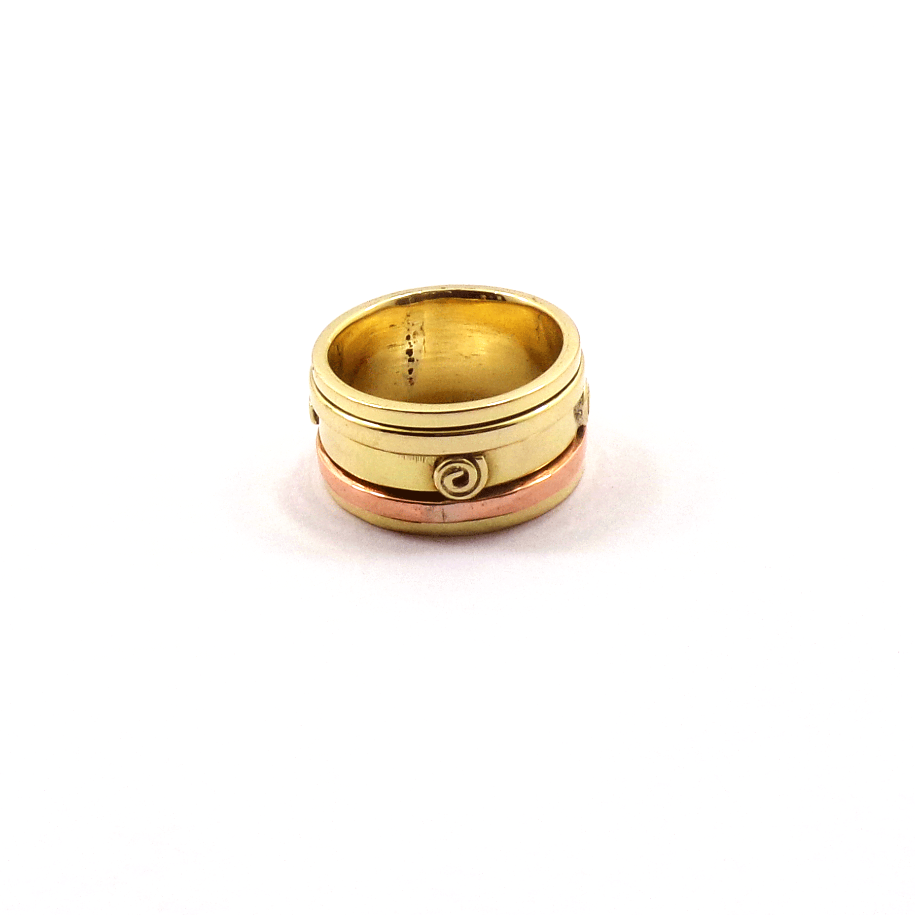 Ring Size - 8 Brass Spinner Ring Y - BSPR998 18K Gold Plated Brass Fidget Rings Chunky Wide Band & Wire Spinner Ring