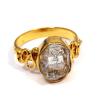 Herkimer Diamond Rough - O BRR906 - Stunning Design Made In Brass Gold Plated Ring