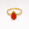 Ring Size - 7 Carnelian Cab A - PR960-Newly Design Made in Brass with Gold Plated Plain Ring