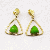 Natural Green Copper Turquoise Cab Stud Earring L - JBS999 New Year Collection Trillion Shape With 18ct Gold Plating Stud Earring